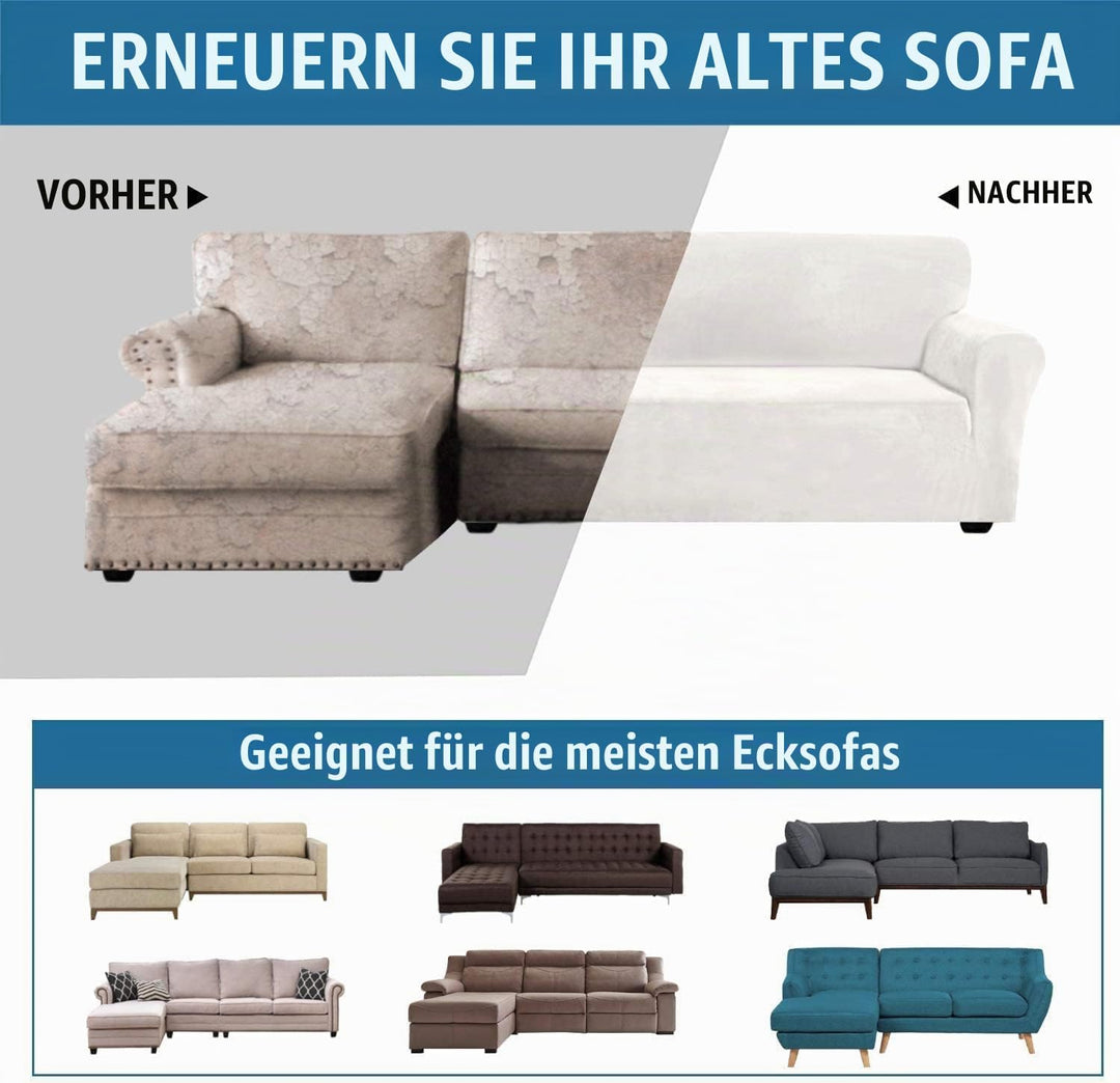 ShowyLive Sofa Überzug Couch Überzug 2er Set für Ecksofa L-Form Sofabezug 2 Sitzer+3 Sitzer, mit 2 S