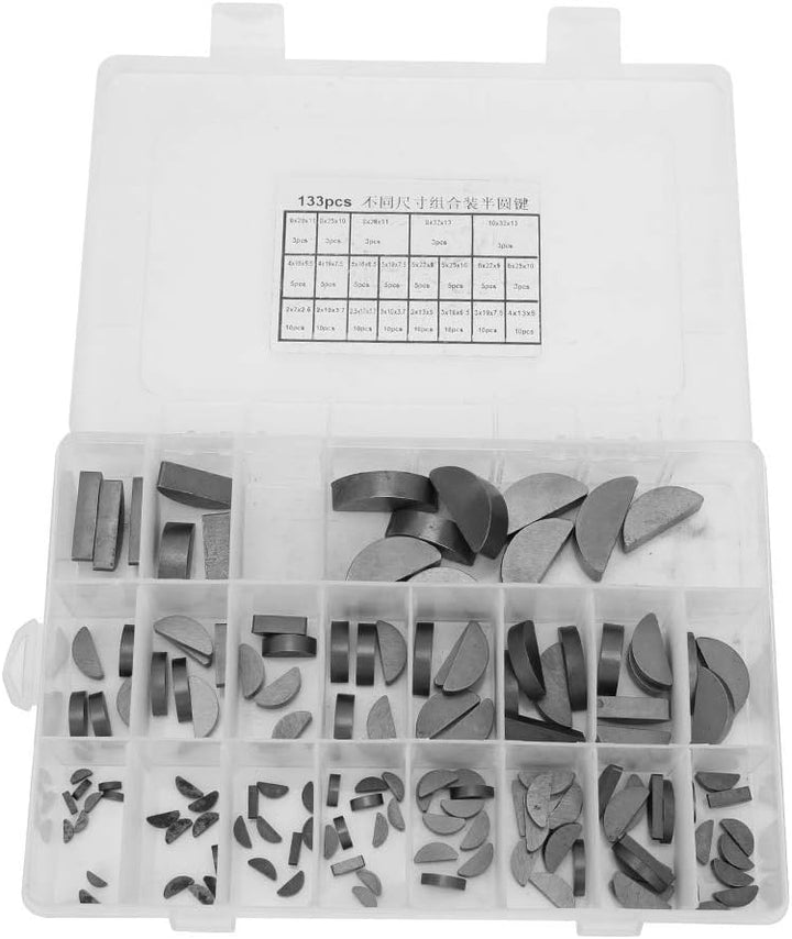 21 Arten von Scheibenfeder, 135-tlg. Scheibenfeder-Sortiment-Kit, Schwungrad-Riemenscheibe-Kurbelwel