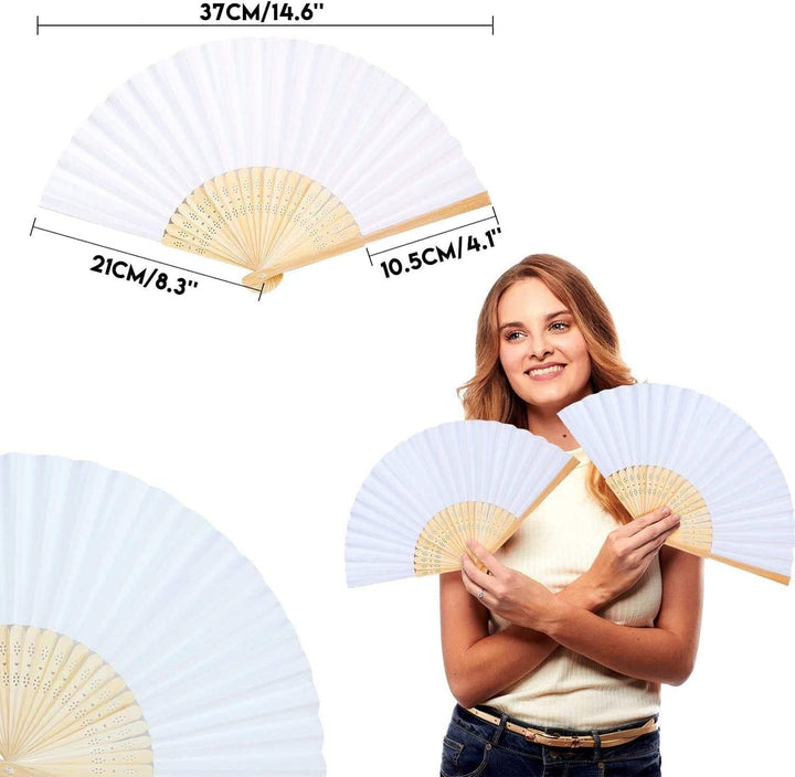iZoeL Fächer Hochzeit Handfächer Weiss Hochzeitsfächer Faltfächer Taschenfächer Hochzeit Gäste Gesch