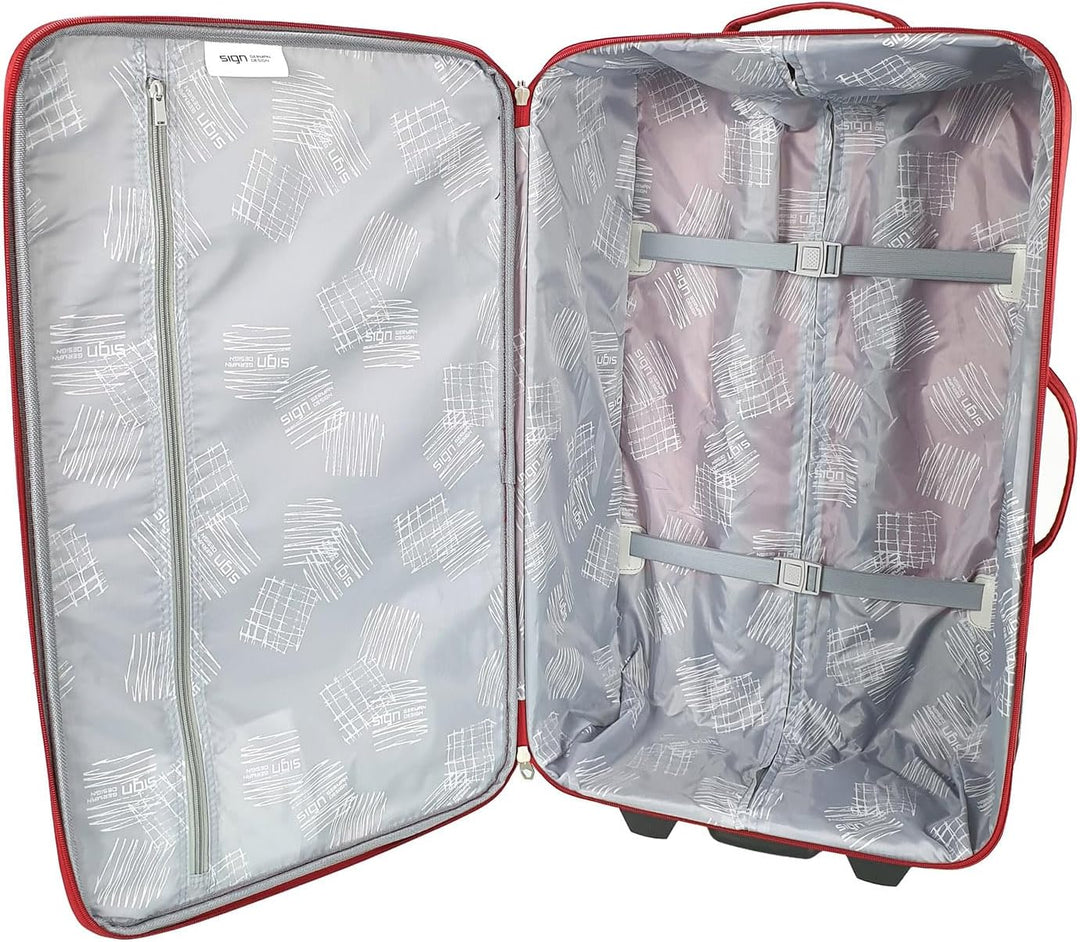 SIGN Stoffkoffer Trolley Reisekoffer Inline Rollen (Handgepäck-Mittel-Gross-Sehr Gross) (Rot, Grosse