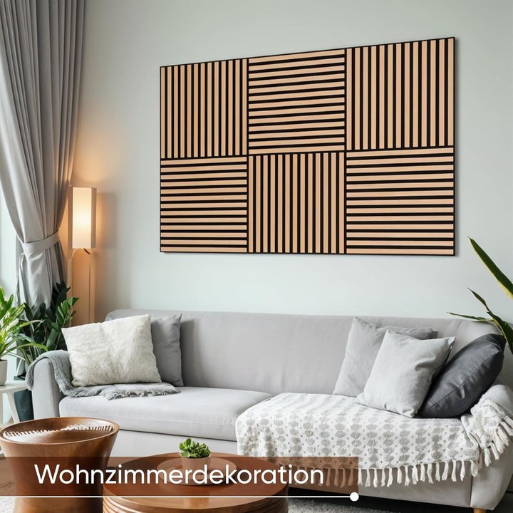 Dekorative Wandpaneele mit Filz und MDF Leisten – 60x60 cm - Nachhallreduzierend & Flexibel – 3 mm F