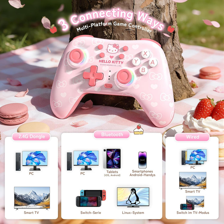 Kuitmor Wireless PC Controller mit RGB, Hall Joysticks, 1000 Hz Abfragerate, Turbo, 6 Achsen Gyro, R