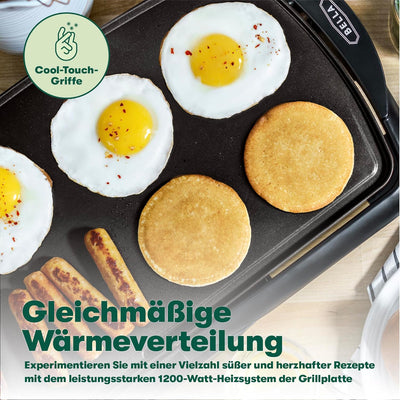 BELLA Elektro-Keramik-Titan-Grillplatte, Antihaftbeschichtung, grosse eintauchbare Kochfläche und he