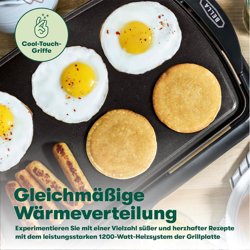 BELLA Elektro-Keramik-Titan-Grillplatte, Antihaftbeschichtung, grosse eintauchbare Kochfläche und he