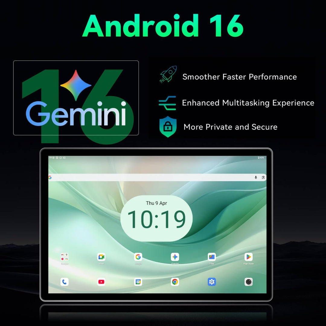 Crelander 10,1 Zoll Android 16 Tablet, 12GB+128GB Android Tablet, 5000mAh Akku, 1280x800 Touchscreen
