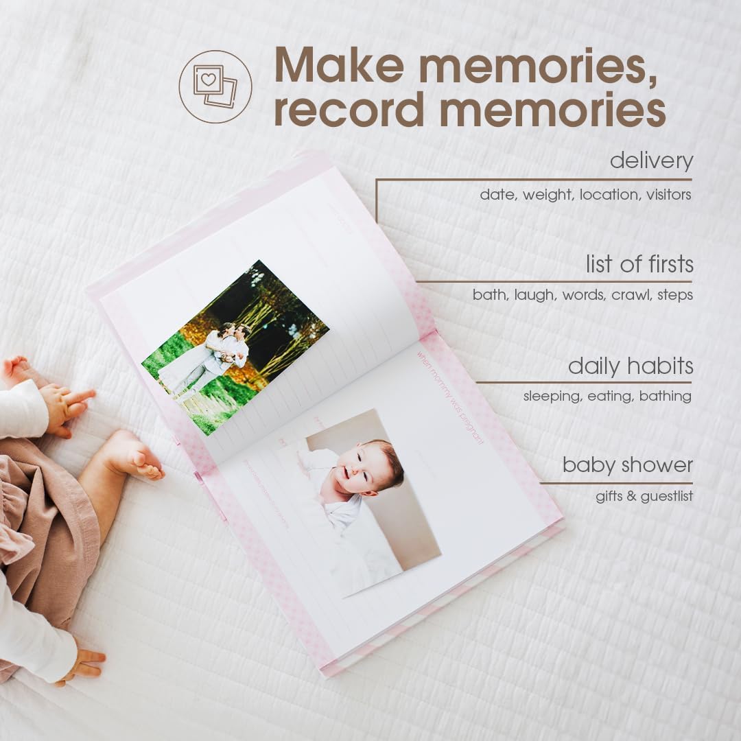 Pearhead P62202 Chevron Babybuch mit Clean Touch Stempelkissen, rosa (Texte auf Englisch) Pink Chevr