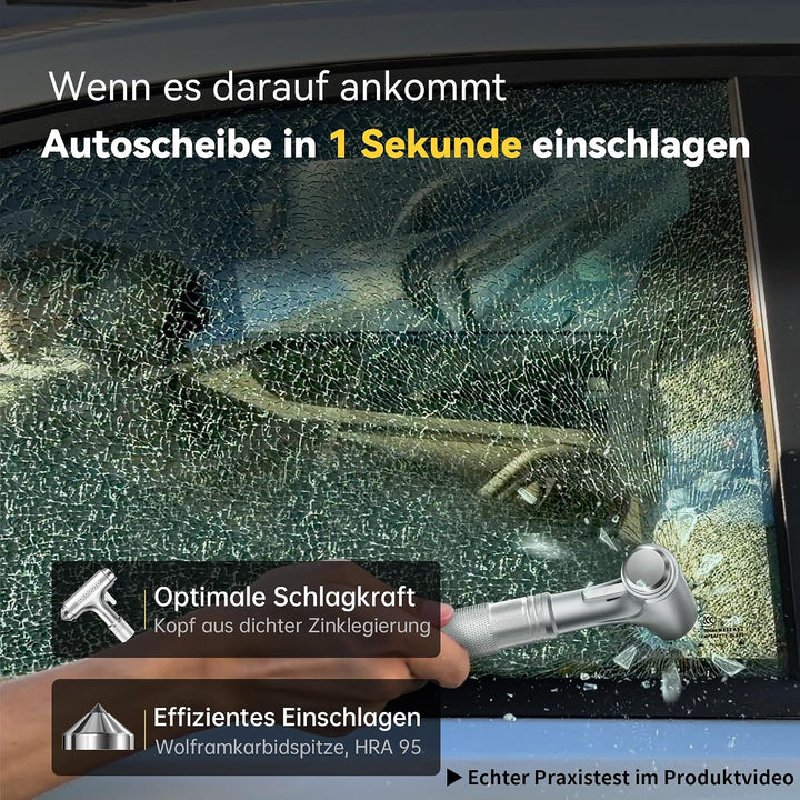 2-in-1 Notfallhammer Auto mit Gurtschneider, hochharte Wolframstahlspitze GUrtschneider Notfallhamme