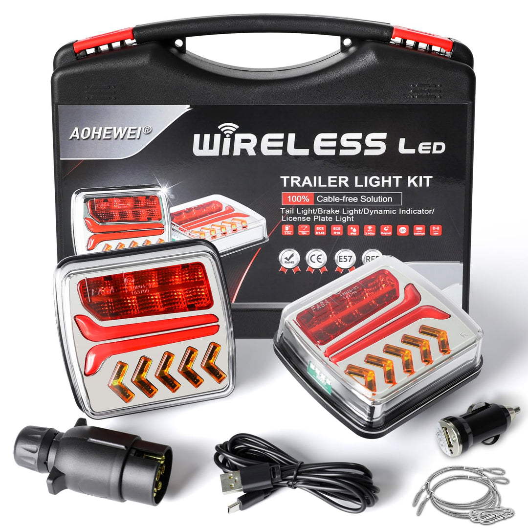 AOHEWEI Kabellose Anhänger Rückleuchten LED Magnetische LKW Rückleuchten Kabel Gratis 12V ECE Zulass
