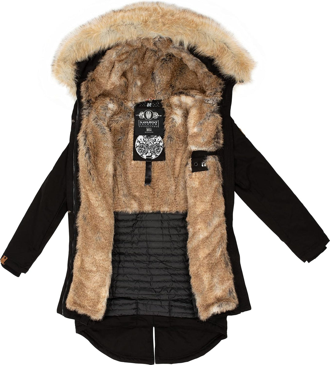 Navahoo Damen Warmer Winterparka mit Kapuze Bombii XS-XXL XS Schwarz, XS Schwarz
