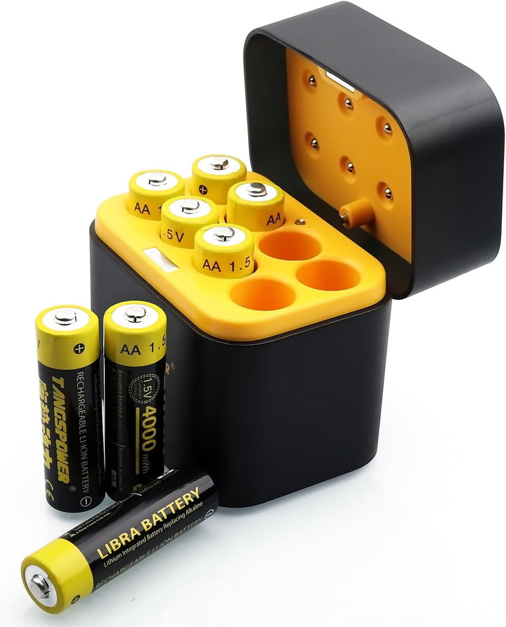 Wiederaufladbare Akkus 8 Stück 1,5V 4000mWh, AA Akku mit Ladegerät AA Aufbewahrungsbox, 1600+ Zyklen