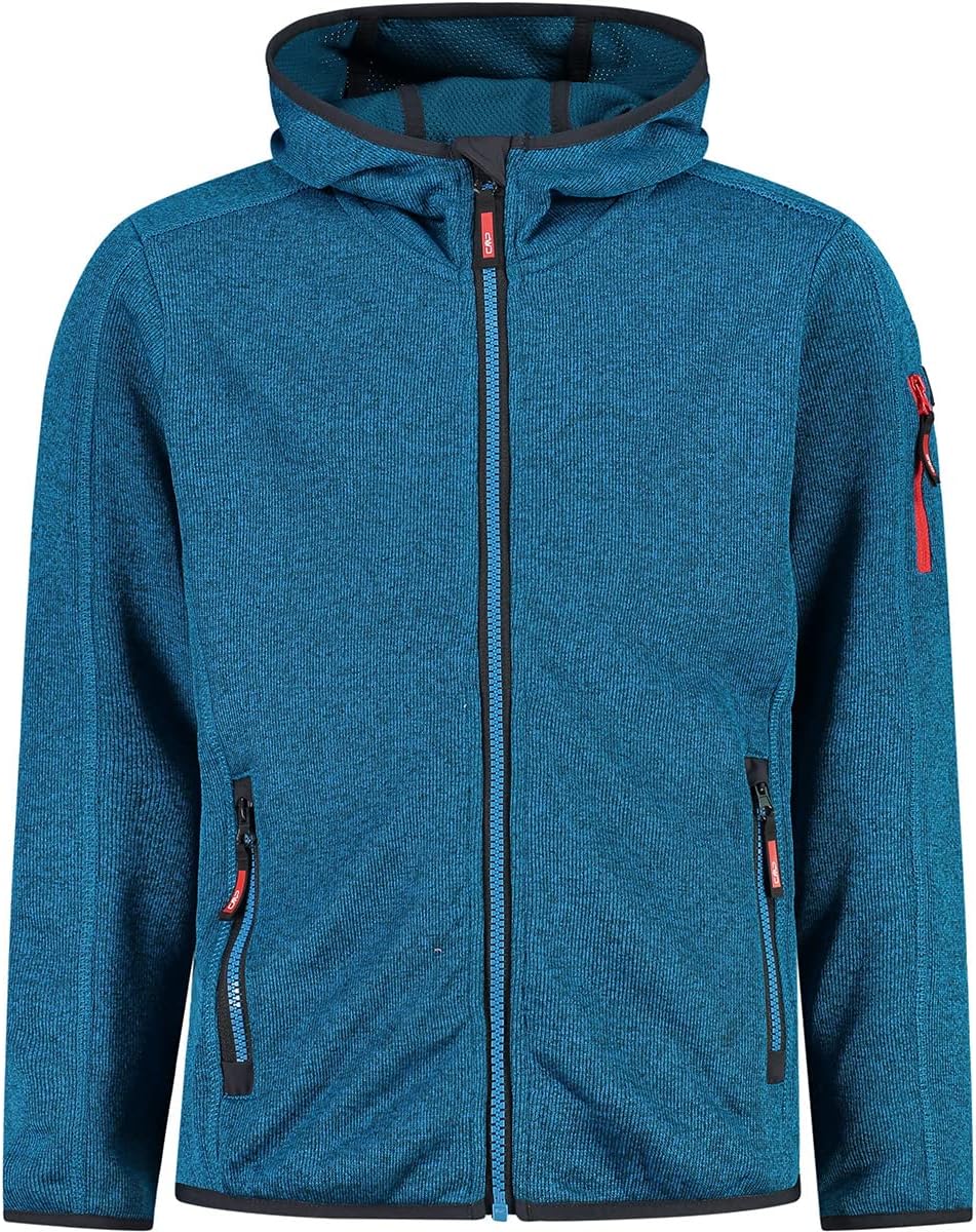 CMP Jungen Kinder-knit-tech-jacke mit Fester Kapuze KID JACKET FIX HOOD 116 Donau-Tiefsee, 116 Donau