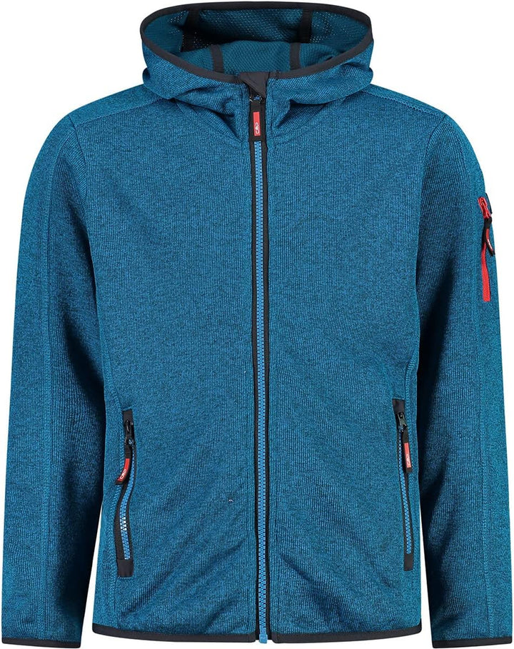 CMP Jungen Kinder-knit-tech-jacke mit Fester Kapuze KID JACKET FIX HOOD 116 Donau-Tiefsee, 116 Donau