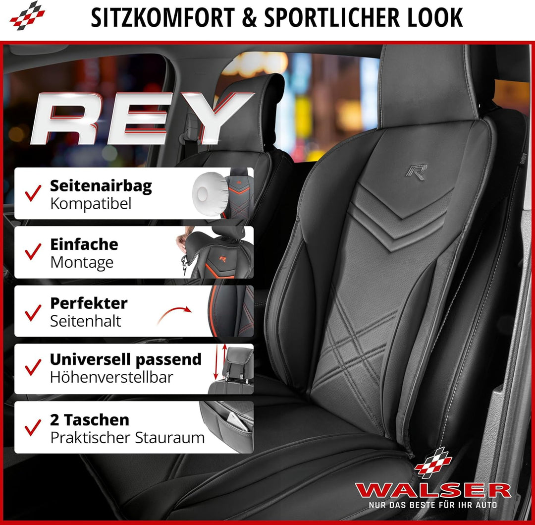 Walser Sitzauflage Auto Rey, Sitzschoner Auto schwarz, Universal Auto Sitzauflagen, Autositzauflage