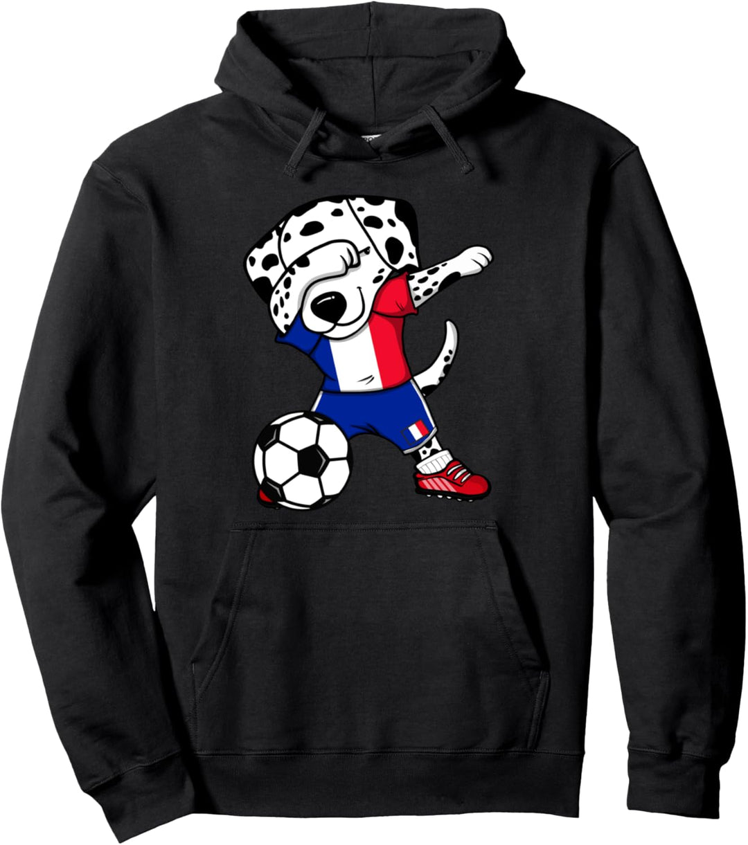 Dabbing Dalmatiner Frankreich Fussball Französische Flagge Pullover Hoodie