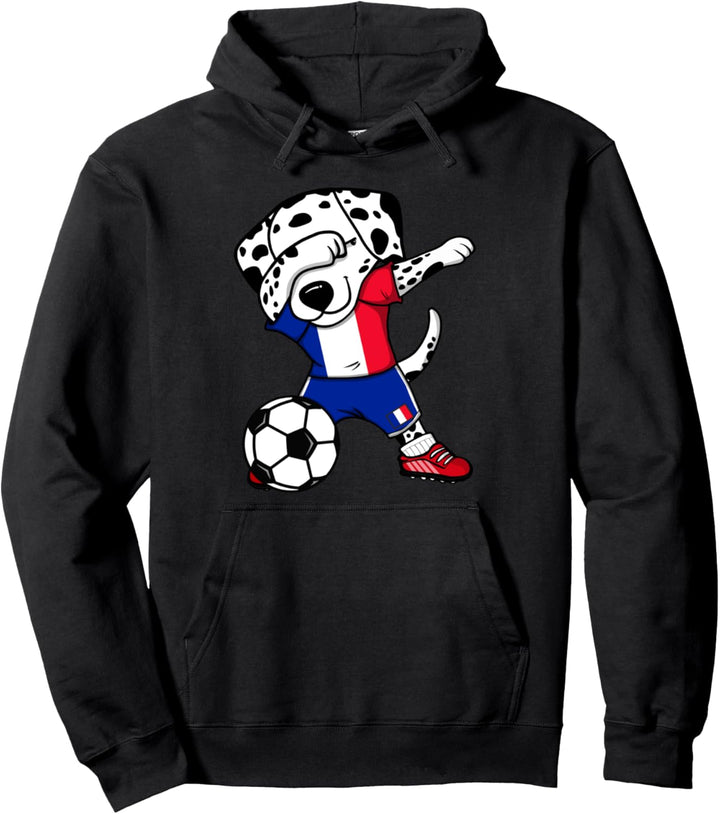Dabbing Dalmatiner Frankreich Fussball Französische Flagge Pullover Hoodie