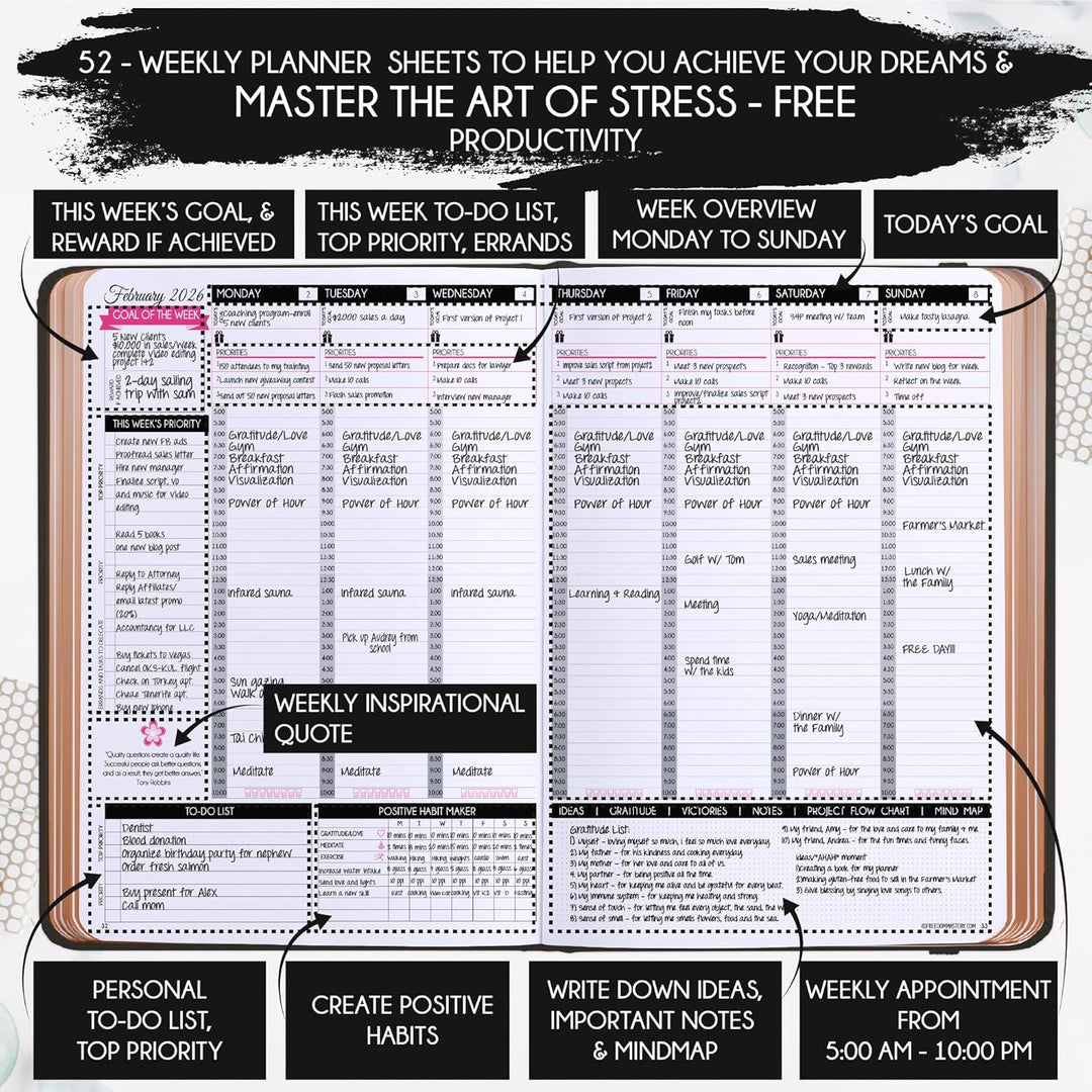 Law of Attraction Terminplaner 2024 - Deluxe Wochen- und Monatsplaner, eine 12-monatige Reise zur St