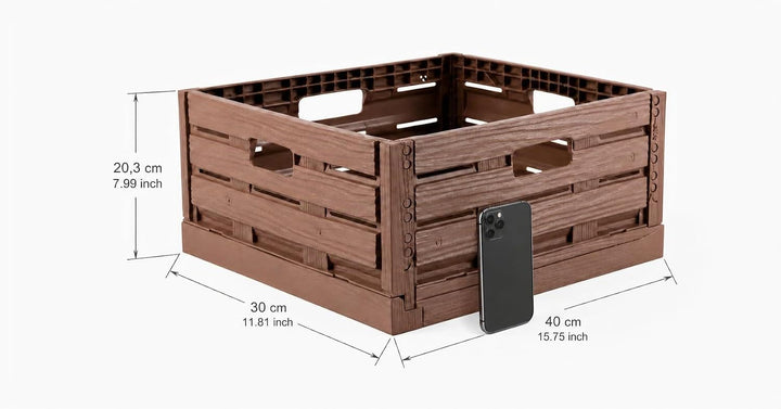 Bestlivings Stabile Faltbox 4er Pack Holzdesign 40 x 30 x 16,3cm (LxBxH) Stapelbarer Faltbarer Einka