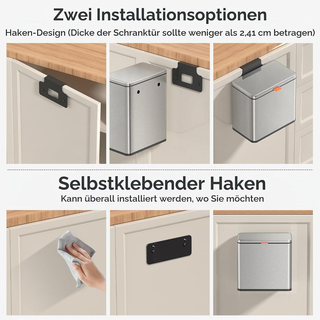 Mbillion Küchenkomposteimer, hängender Mülleimer mit Deckel, 4L/1,05 Gallonen, Edelstahl-Mülleimer f
