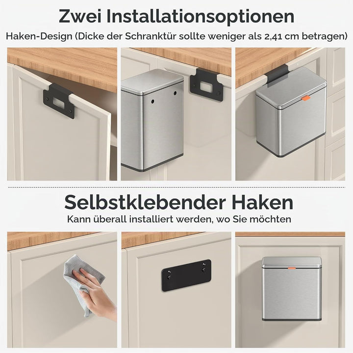 Mbillion Küchenkomposteimer, hängender Mülleimer mit Deckel, 4L/1,05 Gallonen, Edelstahl-Mülleimer f