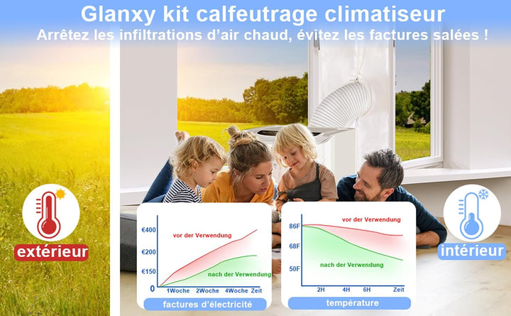 400cm Klimaanlage Fensterabdichtung für mobile Klimageräte, Wäschetrockner, Ablufttrockner, GLANXY K