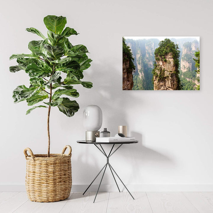 Feeby Leinwandbild Berge Bild Kunstdruck für Schlafzimmer Grün 70x50 cm