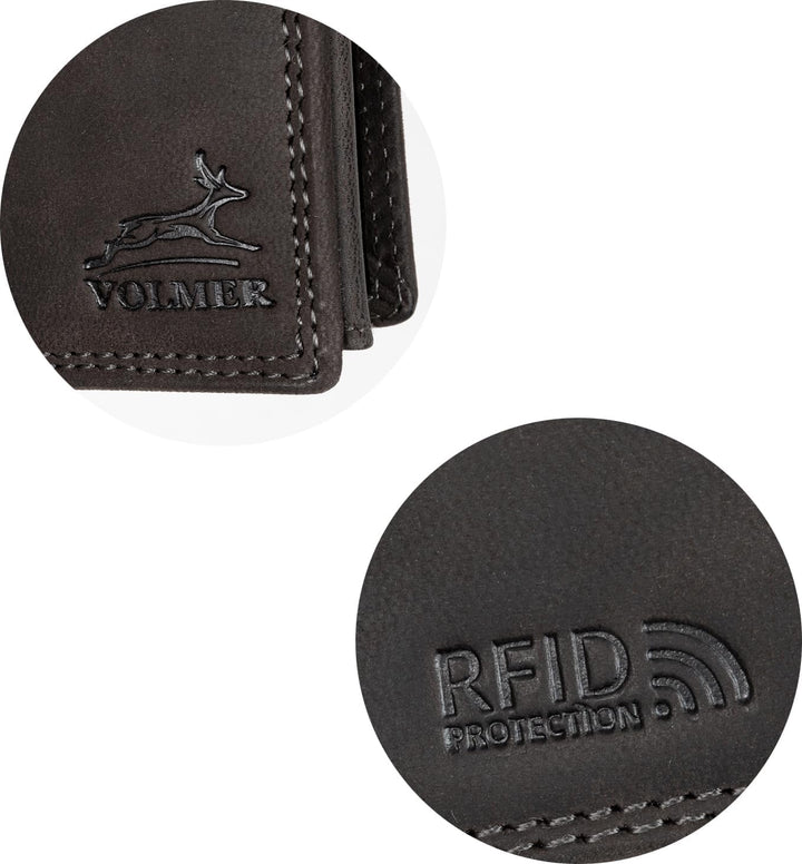 Fa.Volmer ® Leder Geldbörse Herren - extra-stabile Doppelnaht - 9 Fächer für Kreditkarten - Querform