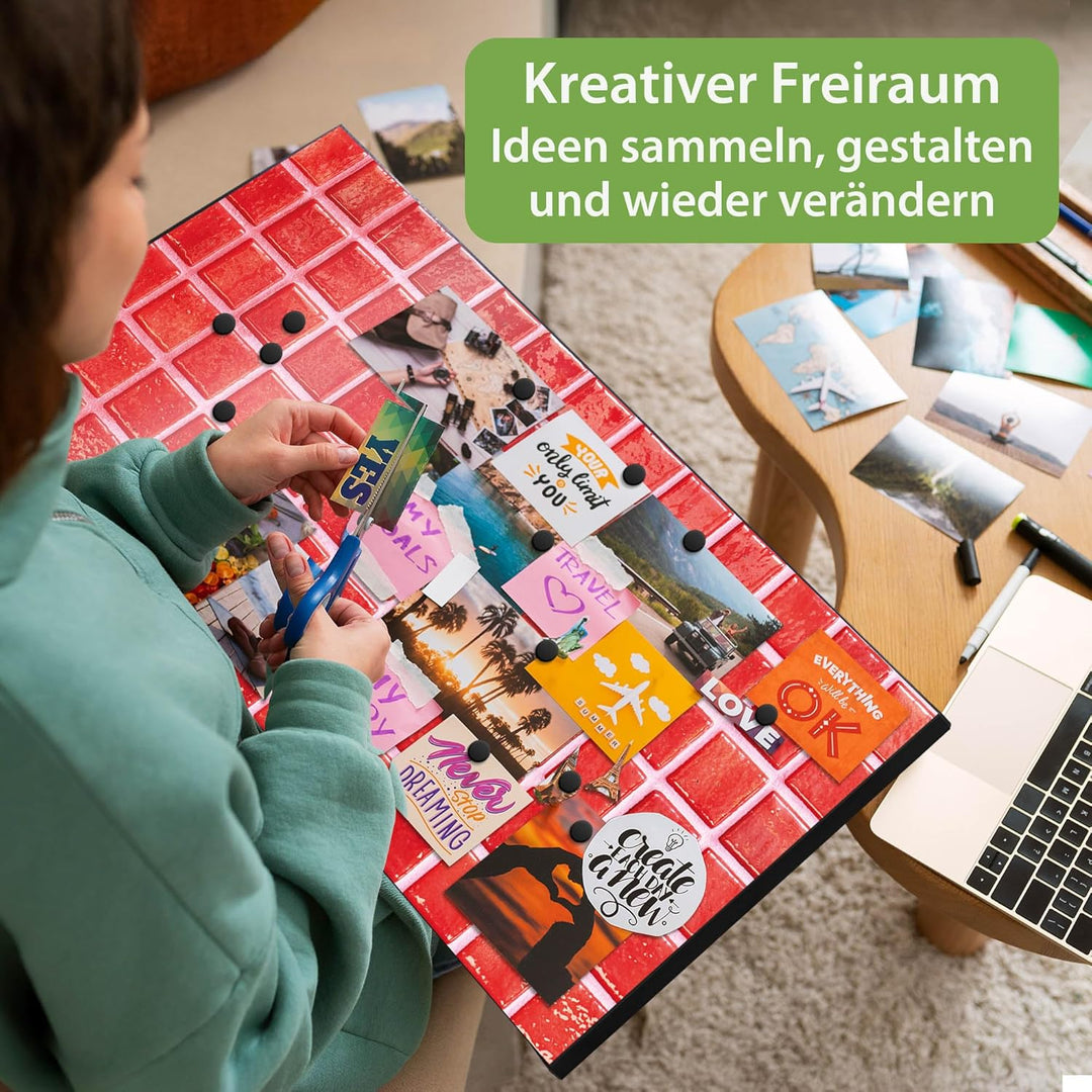 banjado Magnettafel schwarz 78 x 37cm / Magnetwand Metall/Magnetpinnwand als Memoboard/Pinnwand Magn