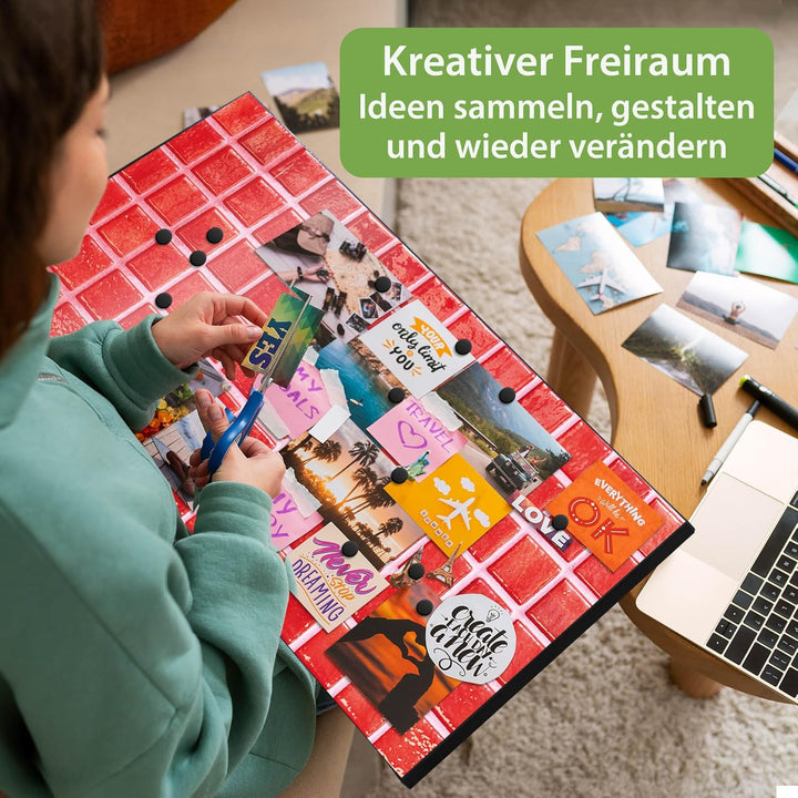 banjado Magnettafel schwarz 78 x 37cm / Magnetwand Metall/Magnetpinnwand als Memoboard/Pinnwand Magn
