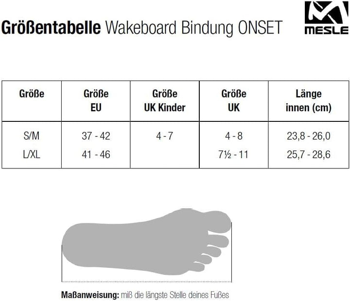 Waketec Wakeboard Bindung Onset, Grössen 34-47 EU - S/M, L/XL, grosser Verstellbereich, Anfänger-Bin