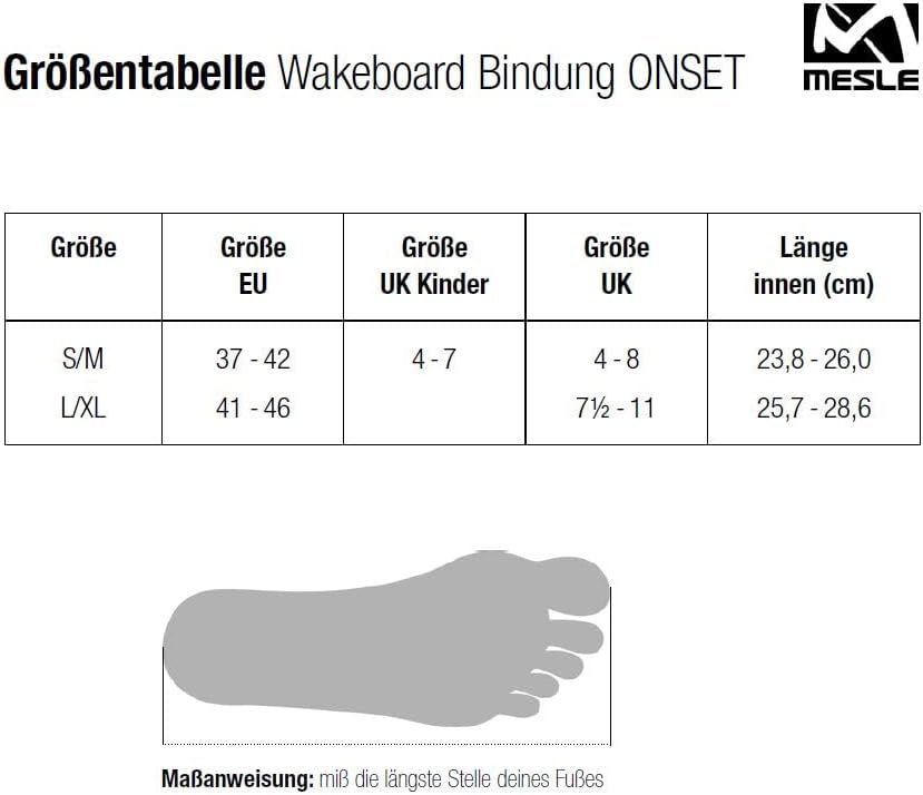 Waketec Wakeboard-Bindung Onset, Grösse 34-47 EU - S/M L/XL Boots Schuhe, schwarz, S/M