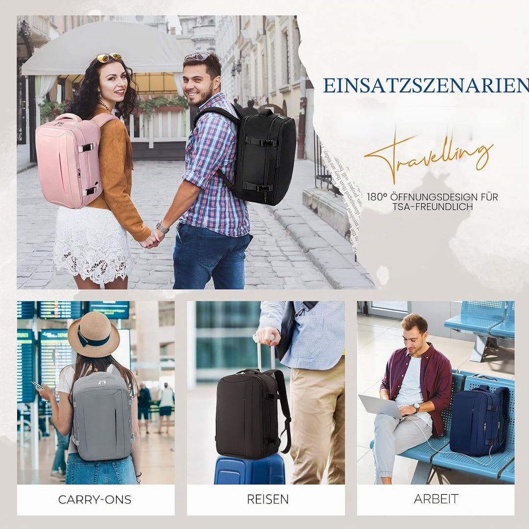 VMIKIV Handgepäck Rucksack 40x20x25 für Ryanair Rucksack Damen Wasserdicht Laptop Rucksack Herren fü