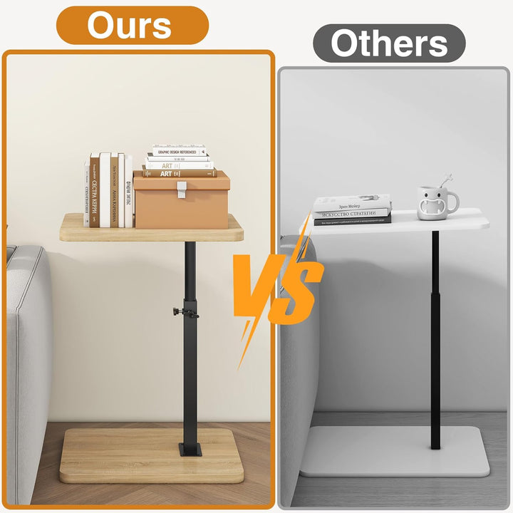 IBUYKE Beistelltisch C Form, 360° Rotierbarer und Höhenverstellbar Sofatisch, Couchtisch für schmale
