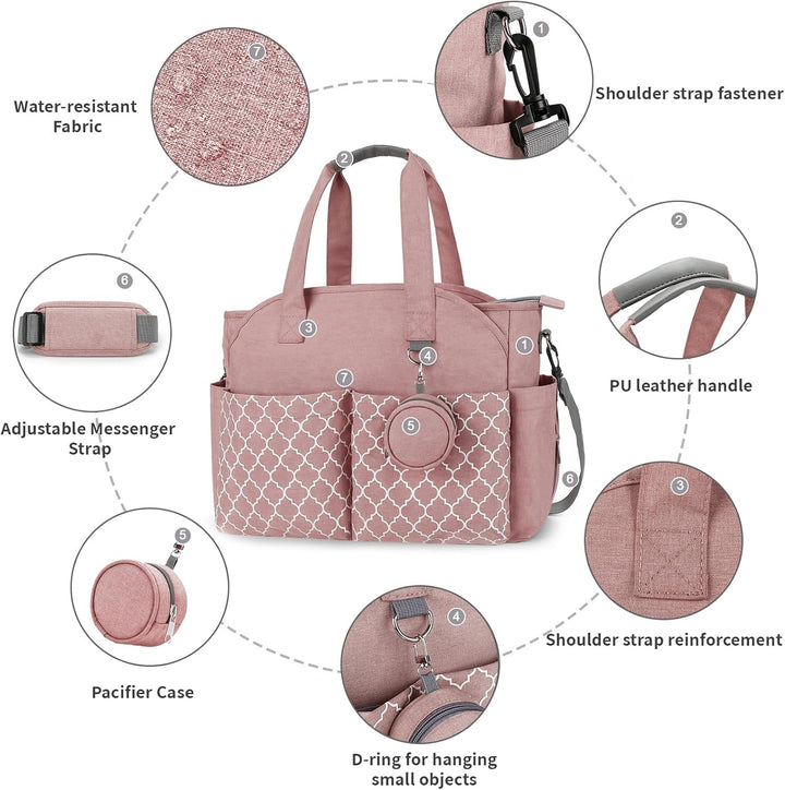 Wickeltasche Baby Gross, 13 Fächer Kinderwagen Windeltasche, Wasserabweisende Babytasche mit Schnull