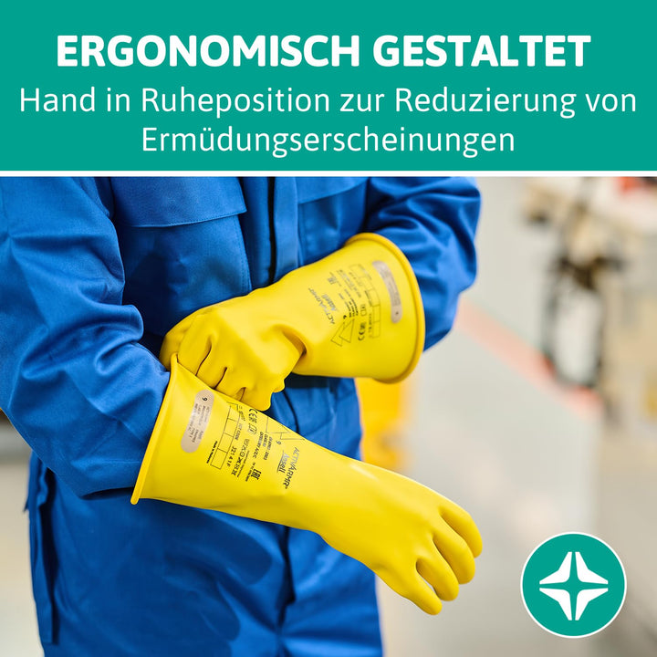 Ansell ActivArmr Elektriker-Schutzhandschuhe, Elektroschutz Klass 0 (1000V), Elektrisch Isolierende