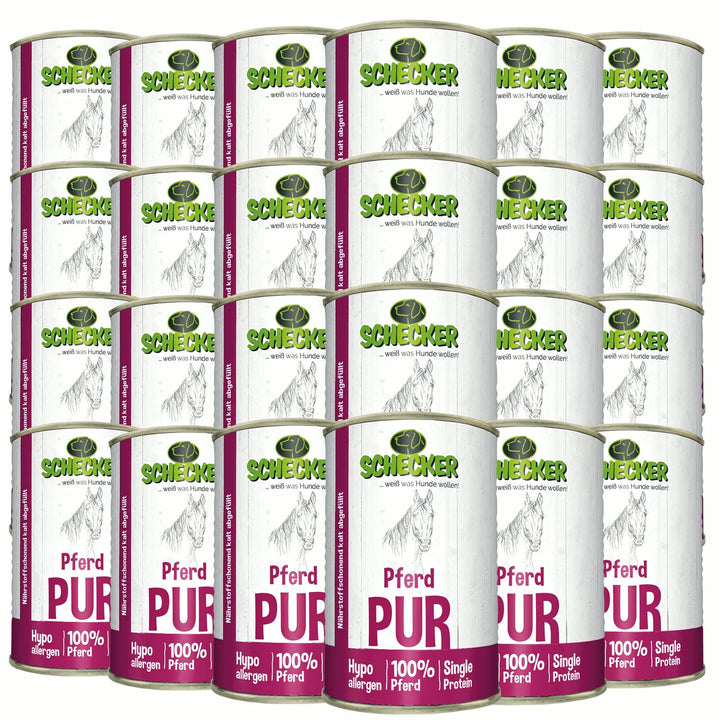 Schecker Nassfutter - 100% Pferd pur - getreidefrei - hypoallergen - echte, Reine Qualitätsware - 24