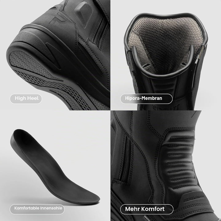 REBELHORN Scout High Heel Lady Motorradstiefel Damen | PU Leder | Wasserdichte Hipora Membran | 7cm
