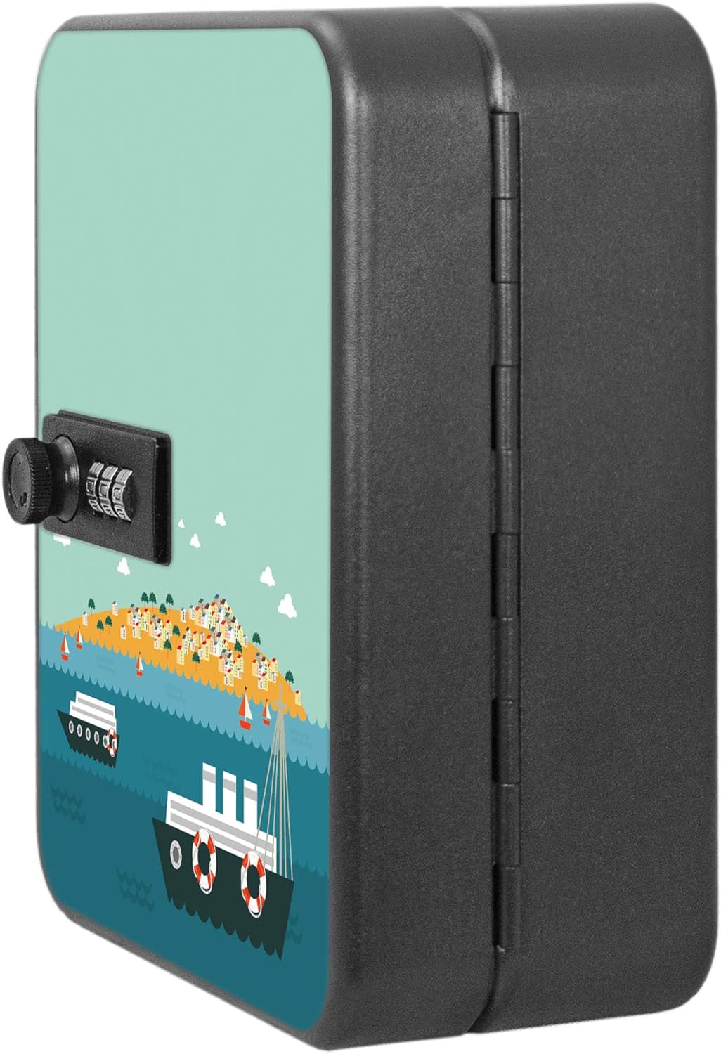 banjado® Burg-Wächter® abschliessbarer Schlüsselkasten mit Motiv Land in Sicht für 20 Schlüssel - Sc