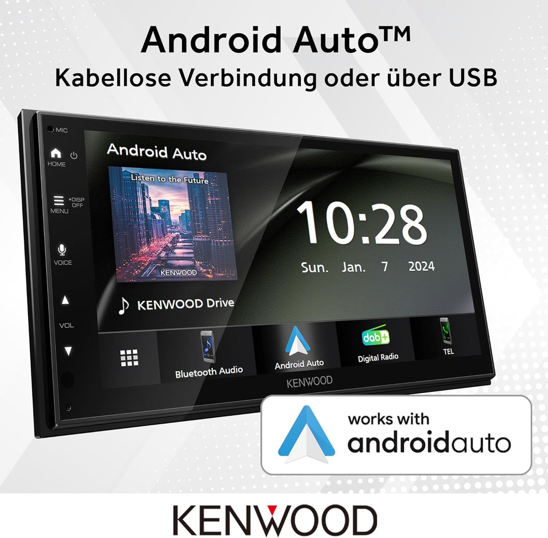 Kenwood DMX6523DABS - 17,3 cm WSVGA Moniceiver mit DAB+/FM, Wireless CarPlay & Android Auto, Apple &