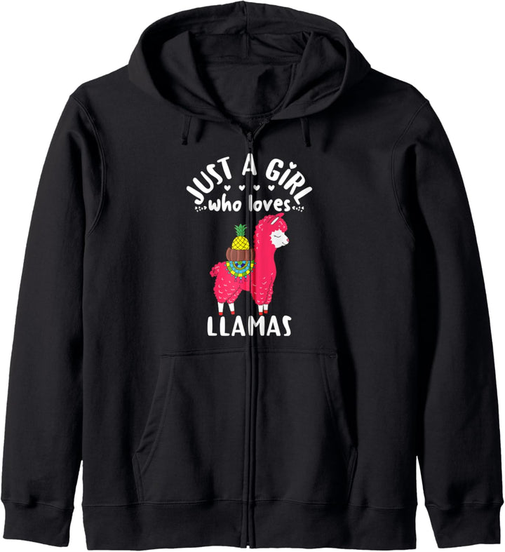 Girls Pineapple Llama Gift Cute Just A Girl Who Loves Llamas Kapuzenjacke