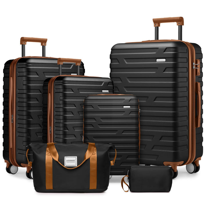 LARVENDER Kofferset 6 Teilig Hartschale Leicht ABS Erweiterbar Reisekoffer Haltbar Handgepäck Sets 4