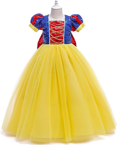 Windskids Schneewittchen Kostüm Mädchen Prinzessin Kleid mit Zubehör Verkleidung Snow White Schleife