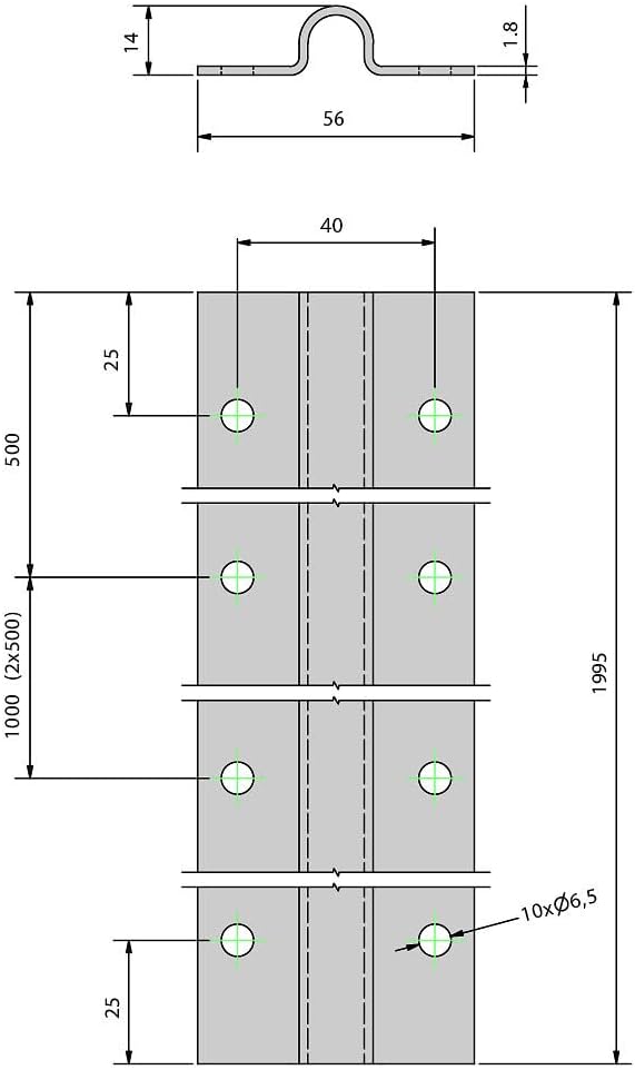Ergänzungsset Schiebetorbeschlag SLID'UP 1600 mit Bodenlaufschiene 585 cm (3x 195 cm) für Tore bis 4