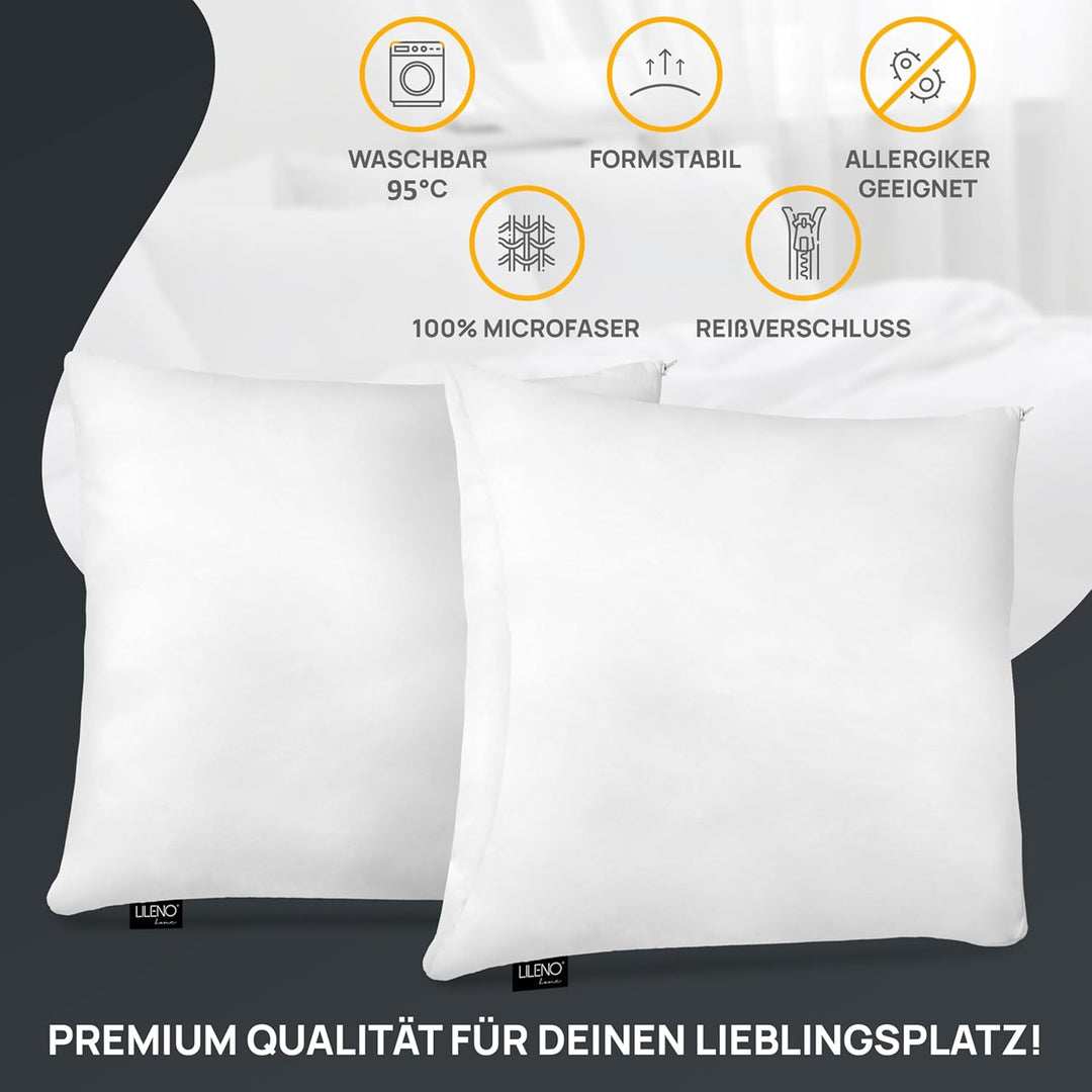 LILENO HOME Microfaser Kissen 50x60 cm [4er Set] bis 95 Grad waschbar mit Reissverschluss - Kopfkiss