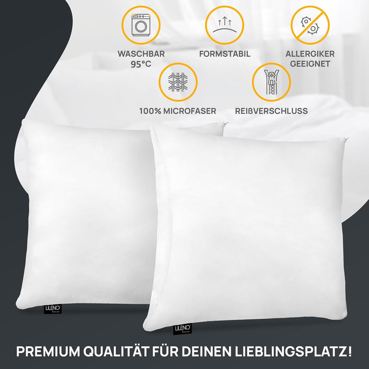LILENO HOME Microfaser Kissen 50x60 cm [4er Set] bis 95 Grad waschbar mit Reissverschluss - Kopfkiss