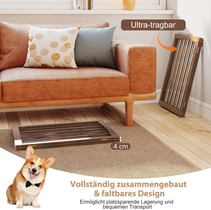 GYMAX Absperrgitter Hund 3-teilig, 159 x 76 cm Faltbar Hundegitter mit 180° Drehung, Schutzgitter Ho