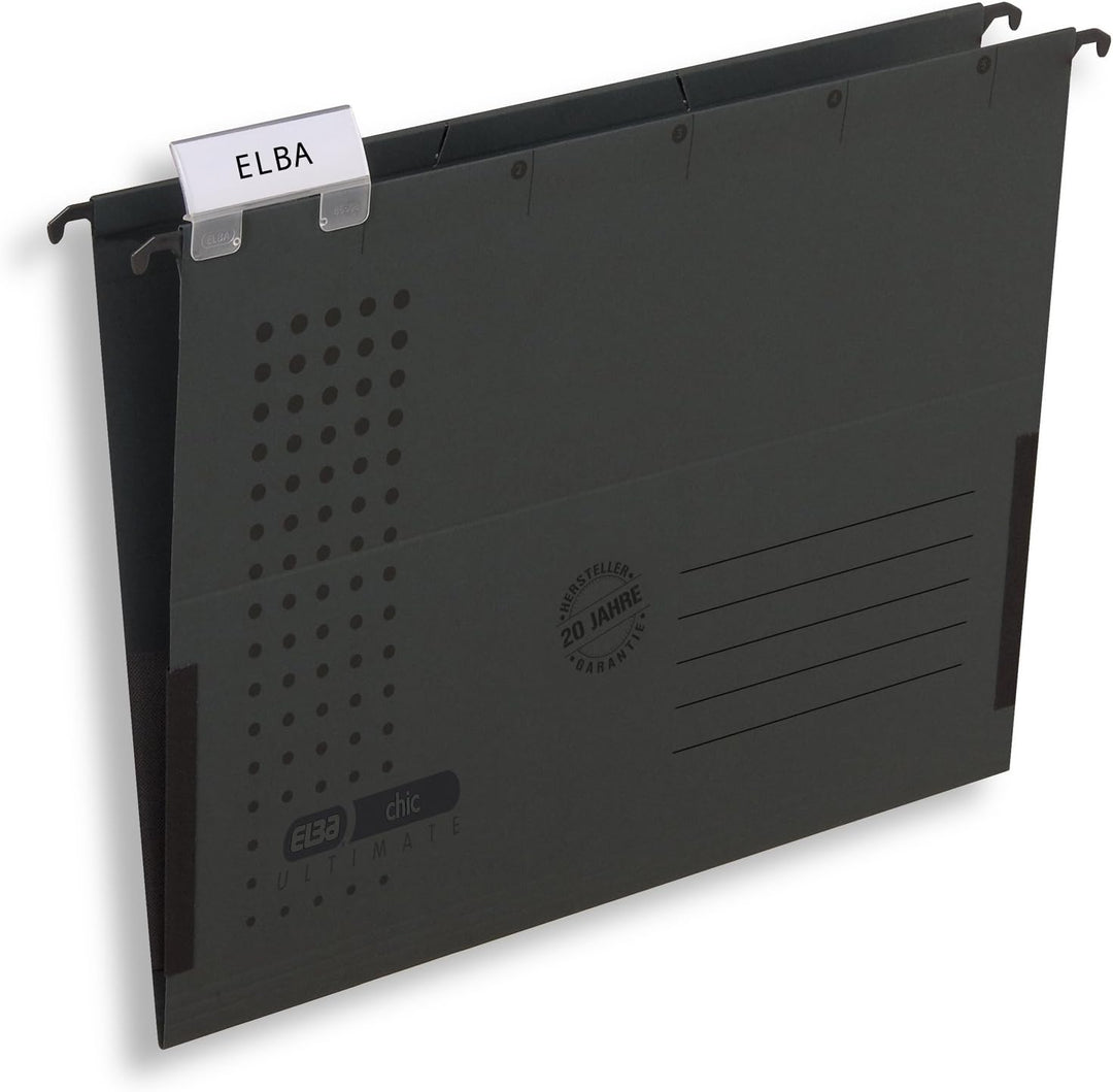 Elba Hängetasche A4, chic, aus Karton, anthrazit, 25 Stück Hängetaschen anthrazit 25 Stück, Hängetas