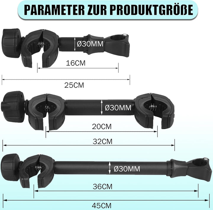 Schwarz Rahmenhalter 3 Stück Lang 25CM + 32CM + 45CM, Abschliessbar Ahrradrahmenhalter, für U-Bügelr