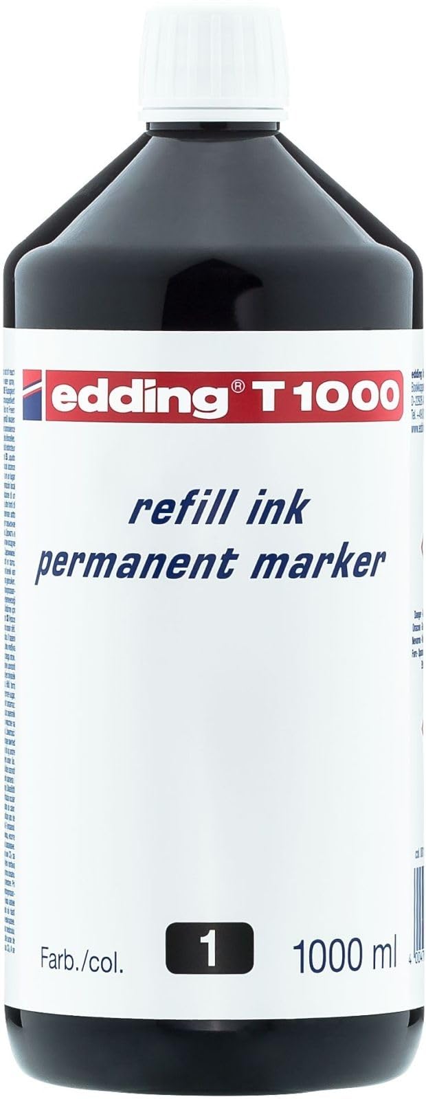 edding T 1000 Nachfülltinte Permanent Marker - schwarz - 1000 ml - mit Tropfenspender, zum schnellen