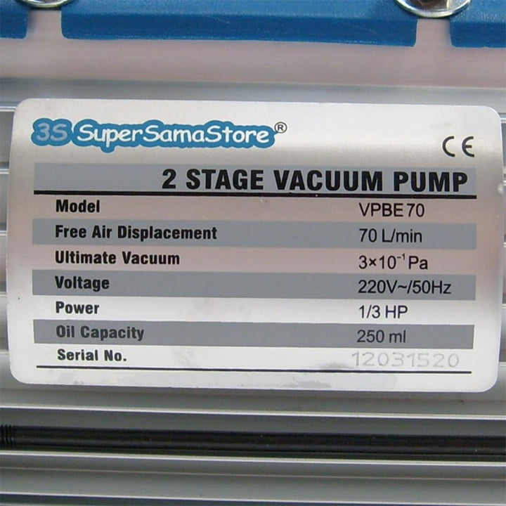 Vakuumpumpe 70 L/min 2 STUFIG mit elektrischem Ventil 1/3HP UNTERDRUCK