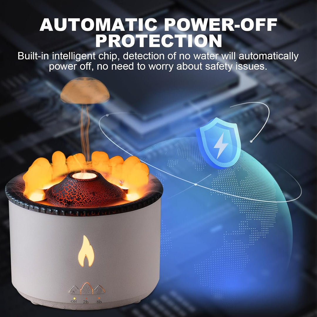 Vulkan Luftbefeuchter Flammen Aroma Diffusor: 360ml Aromatherapie Luftbefeuchter 2 Nebelmodus Luftbe